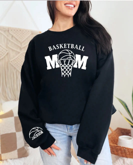 Custom Sport Basketball Sport Mom Name Sleeve DTF Sweatshirt