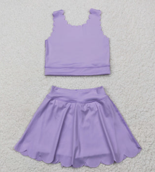 Active Two PIece Set - Solid Scallop - Custom (built in shorts)