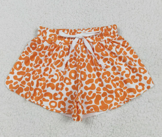 Orange Leopard Girls Summer Shorts